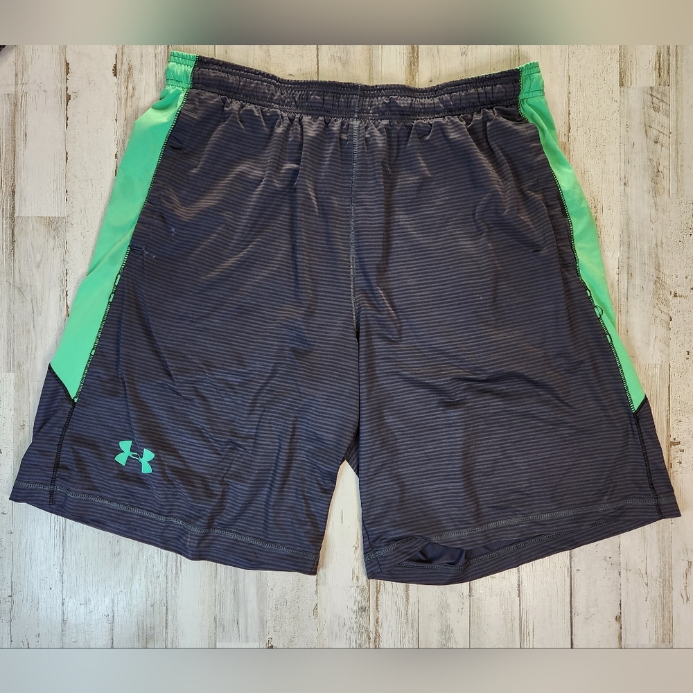 Under Armour Athletic Shorts Grey With Green Details Size XL